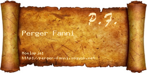 Perger Fanni névjegykártya